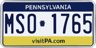 PA license plate MSO1765