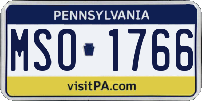 PA license plate MSO1766