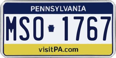 PA license plate MSO1767