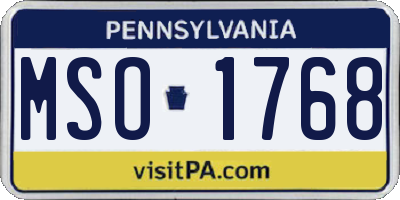 PA license plate MSO1768