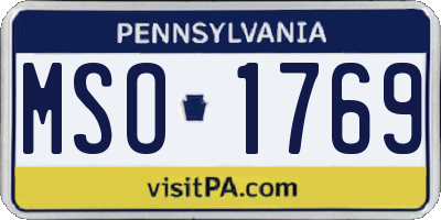PA license plate MSO1769