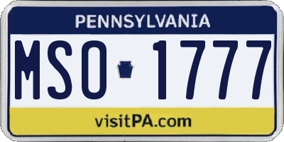 PA license plate MSO1777