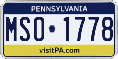PA license plate MSO1778