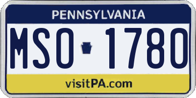 PA license plate MSO1780