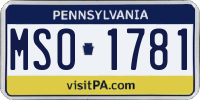 PA license plate MSO1781