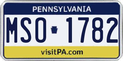 PA license plate MSO1782
