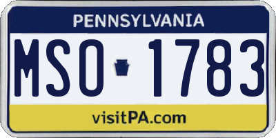PA license plate MSO1783