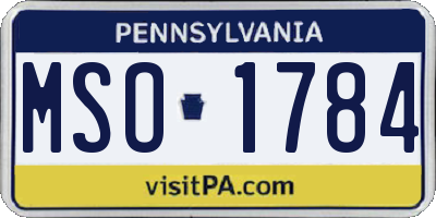 PA license plate MSO1784
