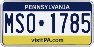 PA license plate MSO1785