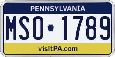 PA license plate MSO1789