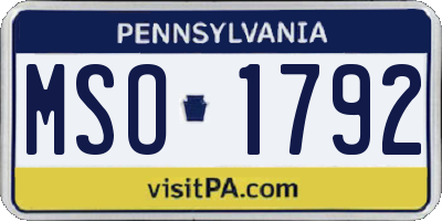 PA license plate MSO1792