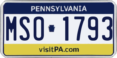 PA license plate MSO1793