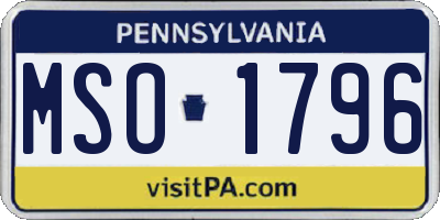 PA license plate MSO1796