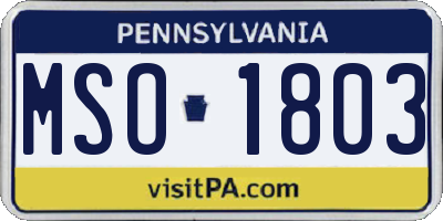 PA license plate MSO1803