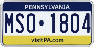 PA license plate MSO1804