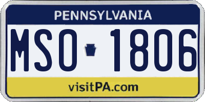 PA license plate MSO1806