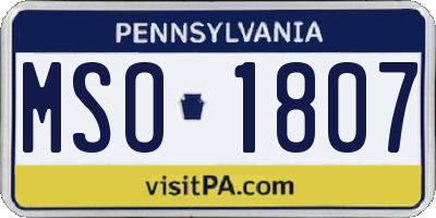 PA license plate MSO1807