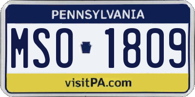 PA license plate MSO1809