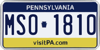 PA license plate MSO1810
