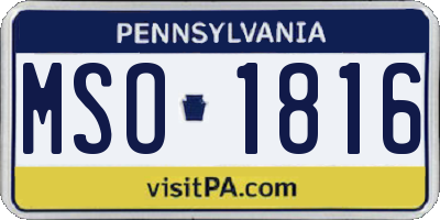 PA license plate MSO1816