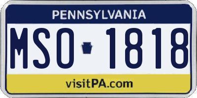 PA license plate MSO1818
