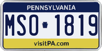 PA license plate MSO1819