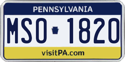 PA license plate MSO1820