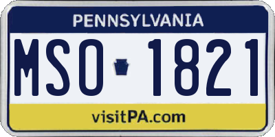 PA license plate MSO1821