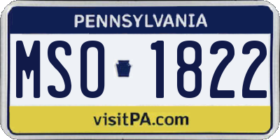 PA license plate MSO1822