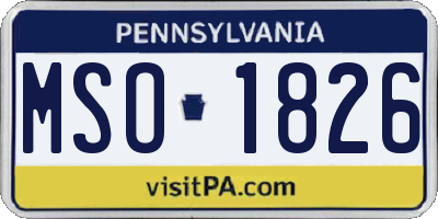 PA license plate MSO1826