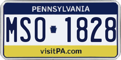 PA license plate MSO1828