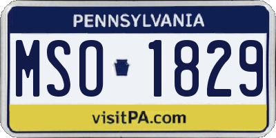 PA license plate MSO1829
