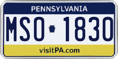 PA license plate MSO1830