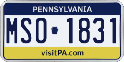 PA license plate MSO1831
