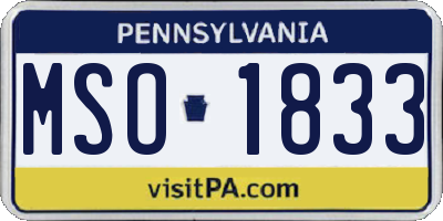 PA license plate MSO1833