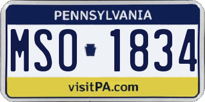 PA license plate MSO1834