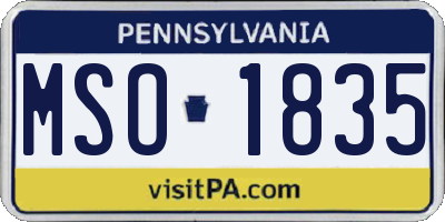 PA license plate MSO1835