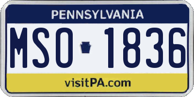 PA license plate MSO1836