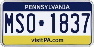 PA license plate MSO1837