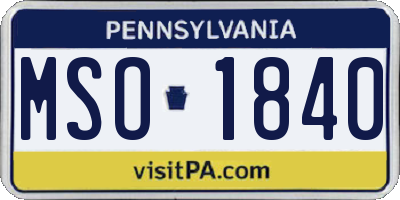 PA license plate MSO1840