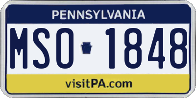 PA license plate MSO1848