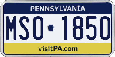 PA license plate MSO1850
