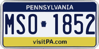PA license plate MSO1852
