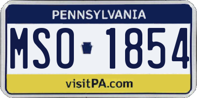 PA license plate MSO1854