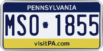 PA license plate MSO1855