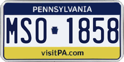 PA license plate MSO1858