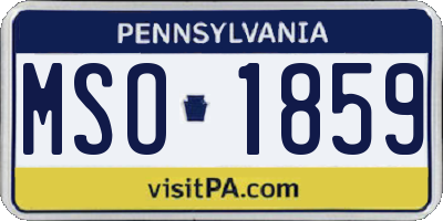 PA license plate MSO1859