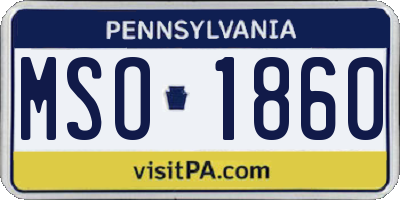 PA license plate MSO1860