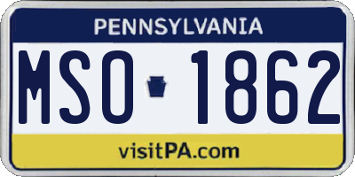 PA license plate MSO1862