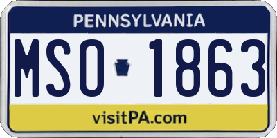 PA license plate MSO1863